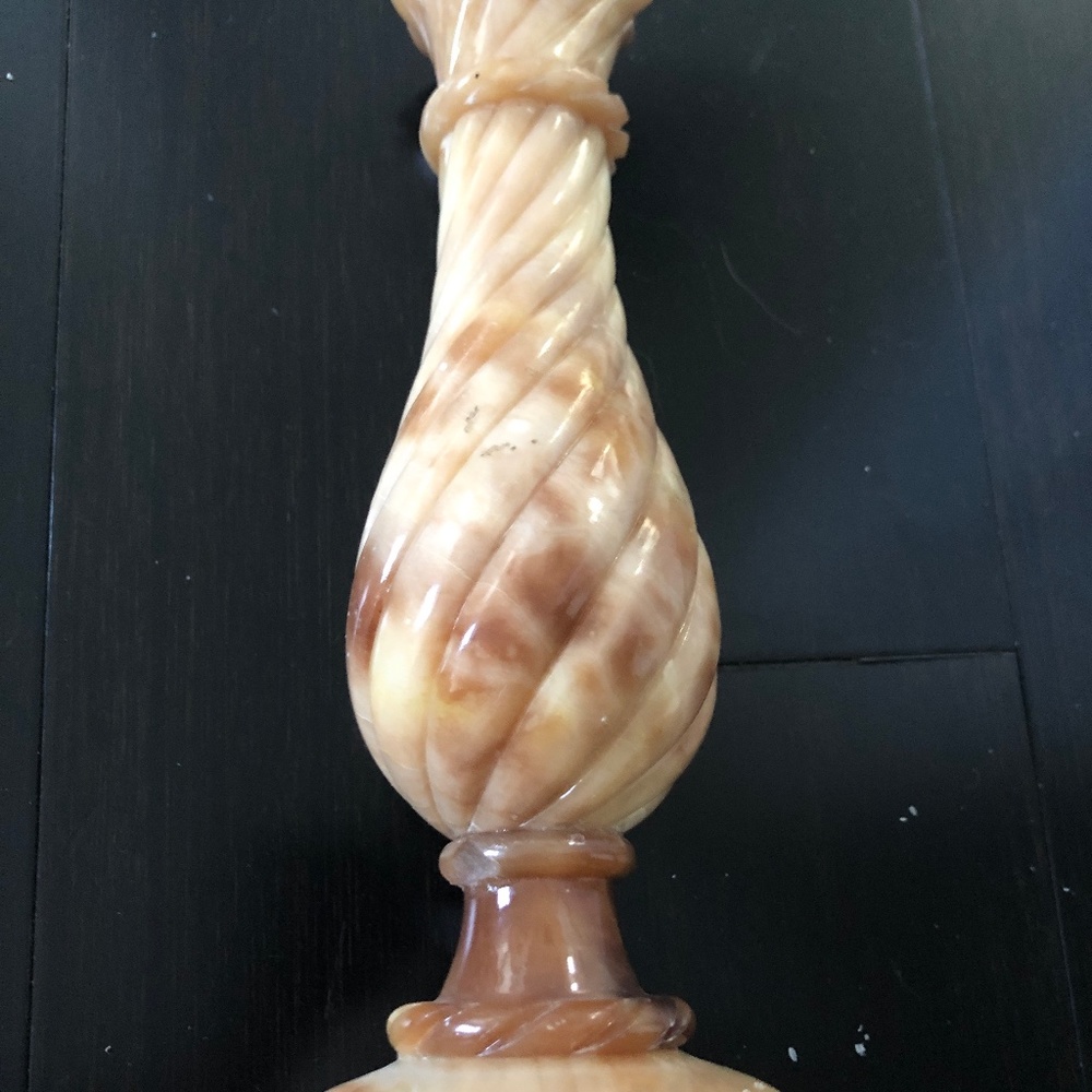 Onyx carved candle holder